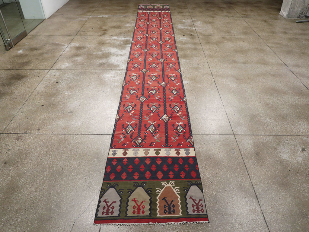 Vintage Turkish Sarkoy Kilim Long Runner, No.31169 - Gss