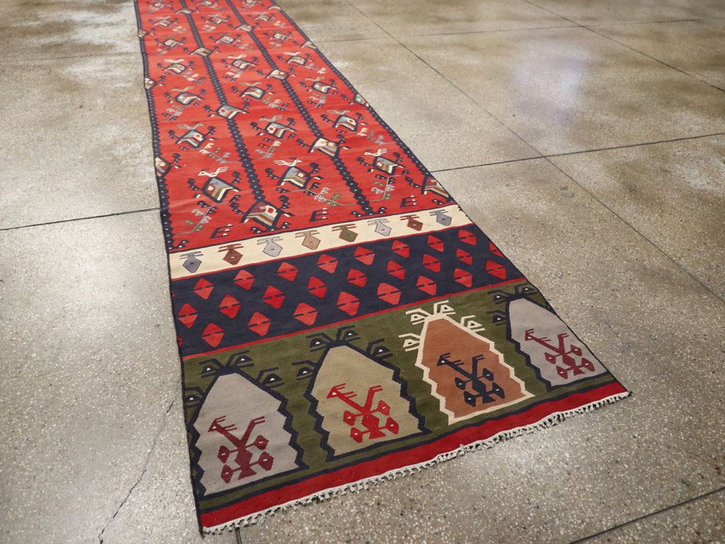 Vintage Turkish Sarkoy Kilim Long Runner, No.31169 - Gss