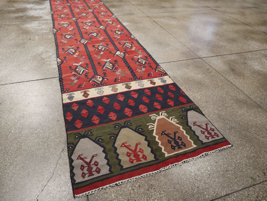 Vintage Turkish Sarkoy Kilim Long Runner, No.31169 - Gss