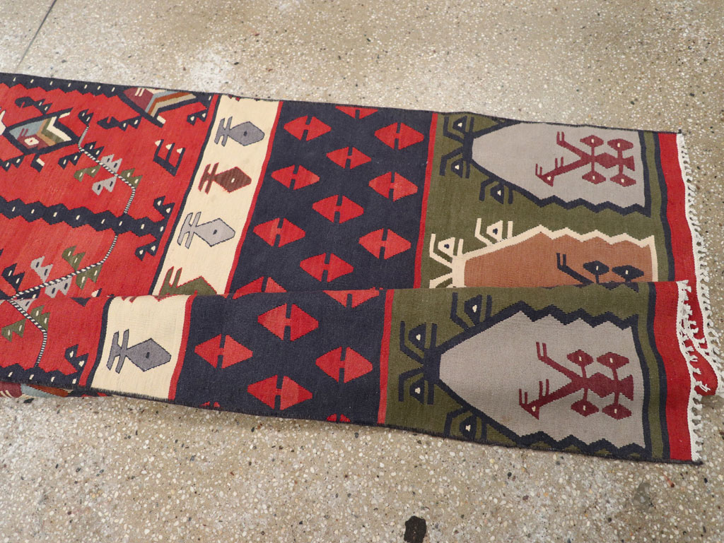 Vintage Turkish Sarkoy Kilim Long Runner, No.31169 - Gss