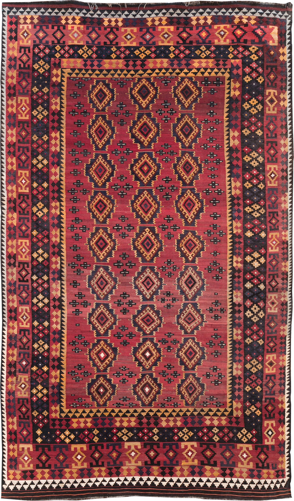 Vintage Afghan Flatweave Kilim Large Room Size Carpet, No.31179 - Gss