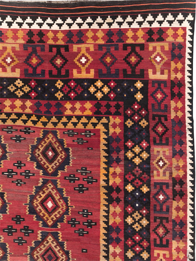 Vintage Afghan Flatweave Kilim Large Room Size Carpet, No.31179 - Gss