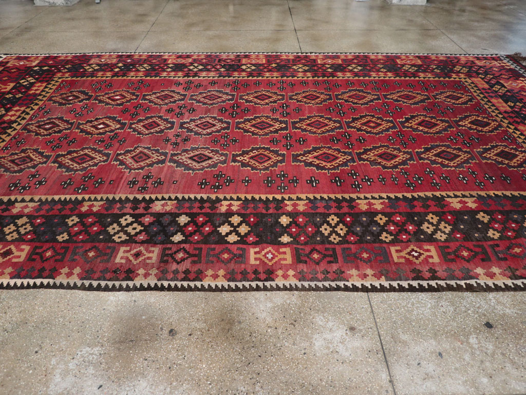 Vintage Afghan Flatweave Kilim Large Room Size Carpet, No.31179 - Gss