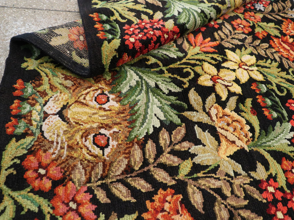 Vintage Portuguese Savonnerie Pictorial Accent Rug, No.31180 - Gss