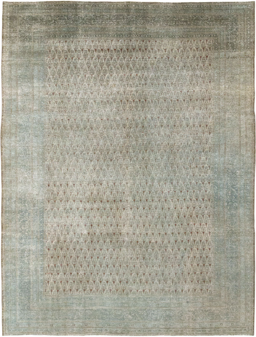 Distressed Antique Persian Tabriz Room Size Carpet, No.31213 - Gss