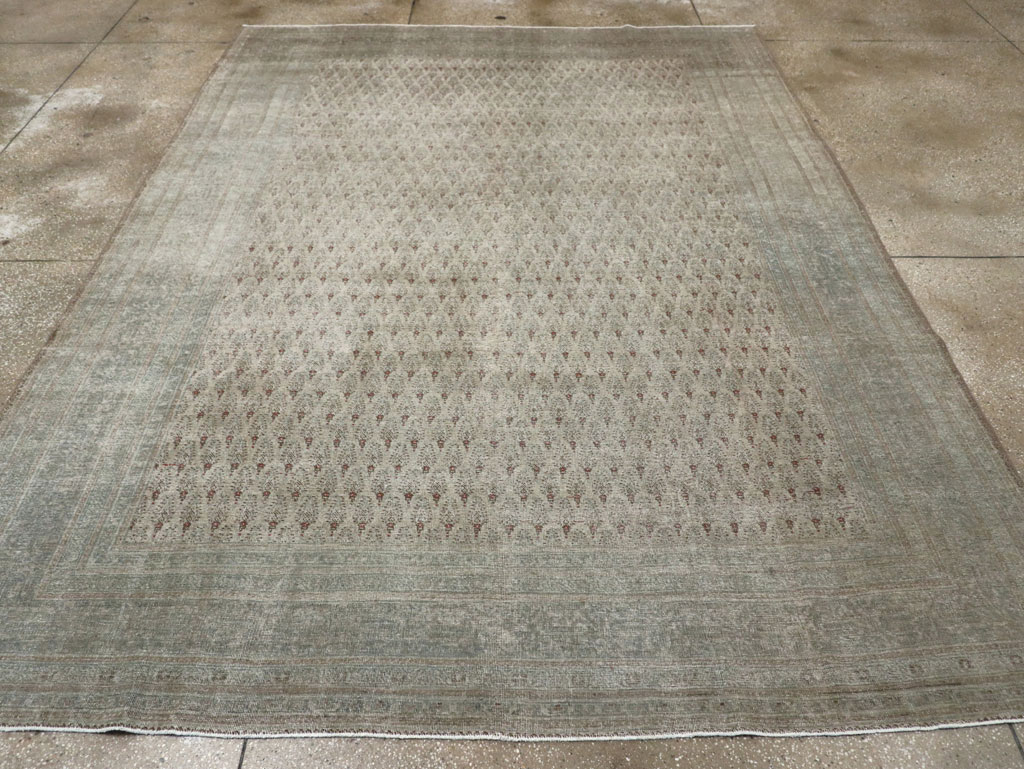 Distressed Antique Persian Tabriz Room Size Carpet, No.31213 - Gss