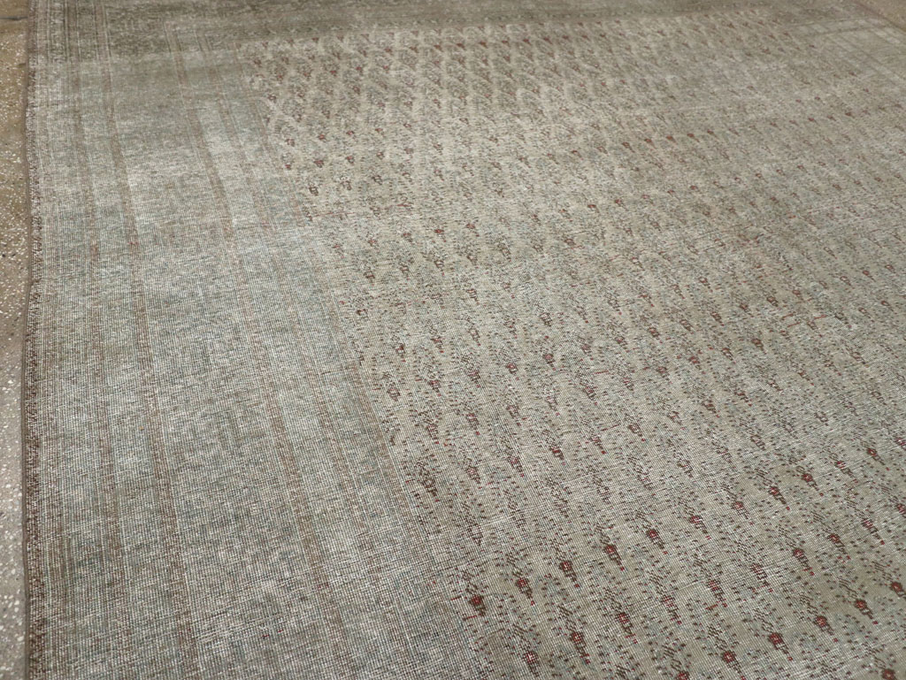 Distressed Antique Persian Tabriz Room Size Carpet, No.31213 - Gss