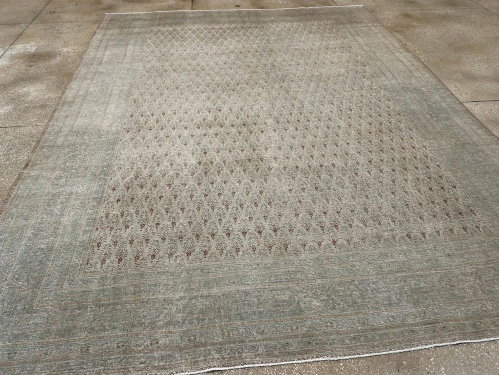 Distressed Antique Persian Tabriz Room Size Carpet, No.31213 - Gss