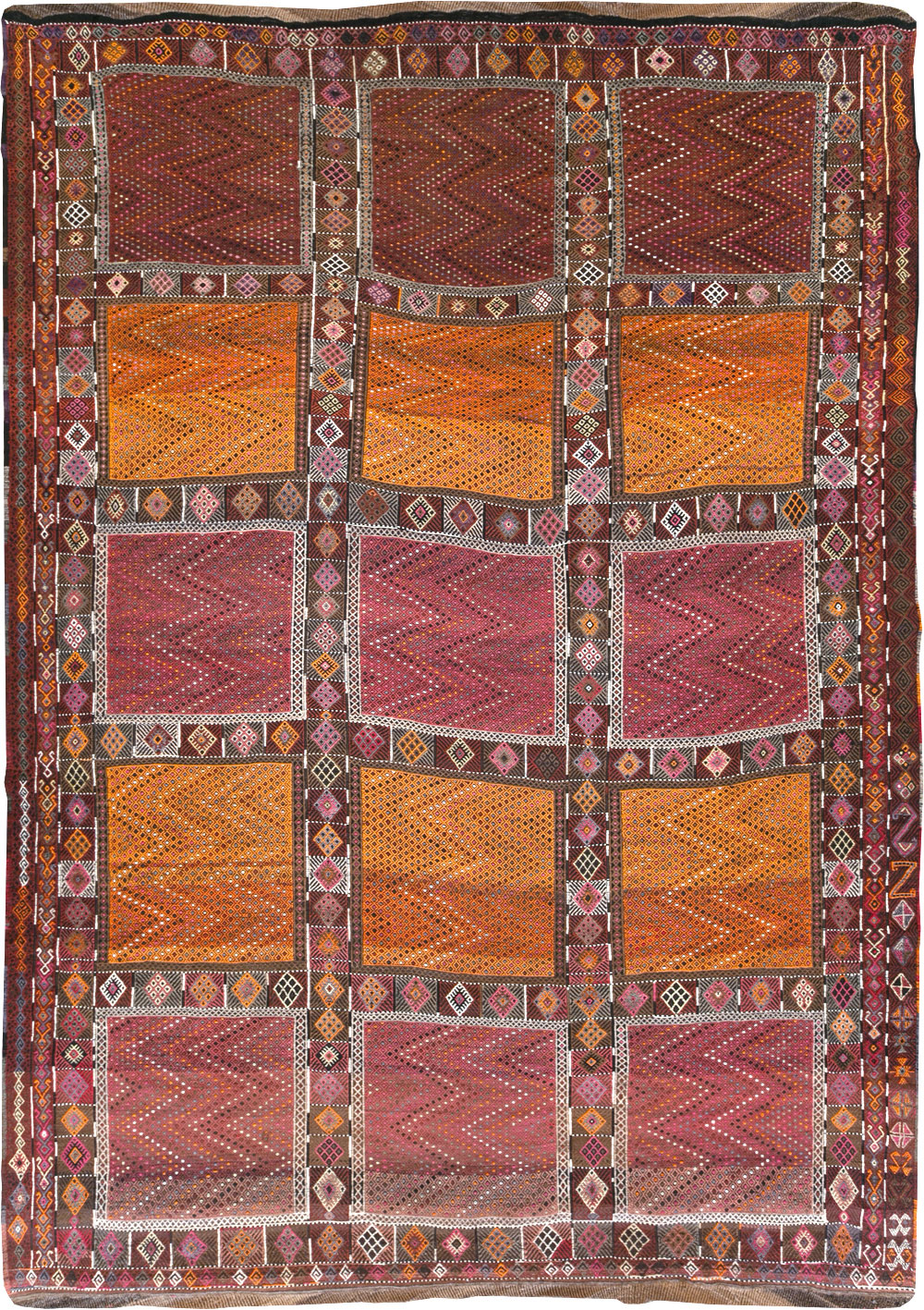 Vintage Turkish Flatweave Kilim Large Carpet, No.31222 - Gss