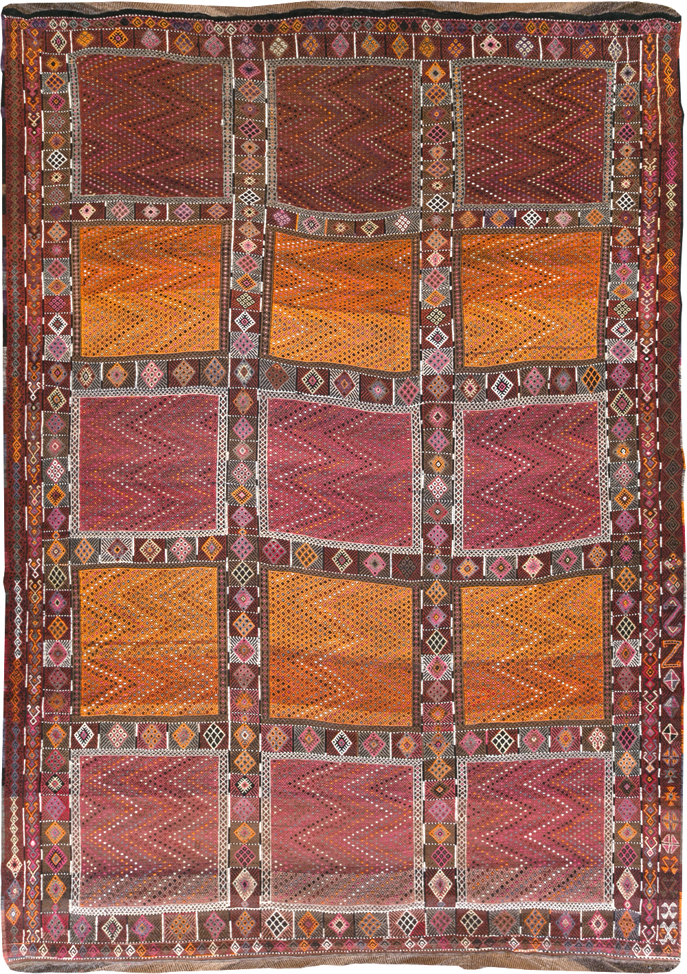 Vintage Turkish Flatweave Kilim Large Carpet, No.31222 - Gss