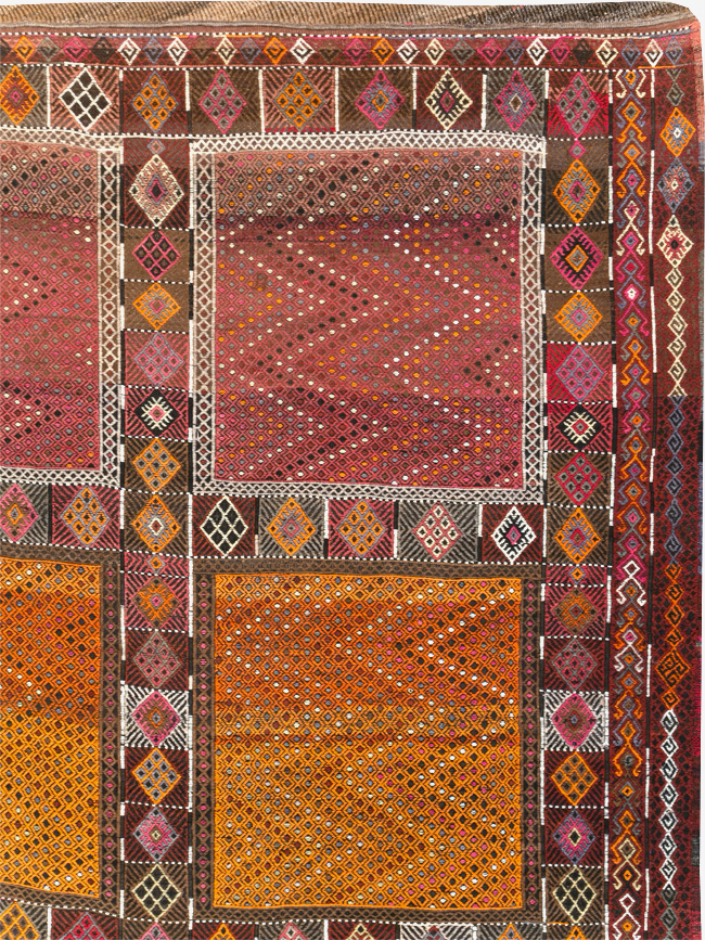 Vintage Turkish Flatweave Kilim Large Carpet, No.31222 - Gss