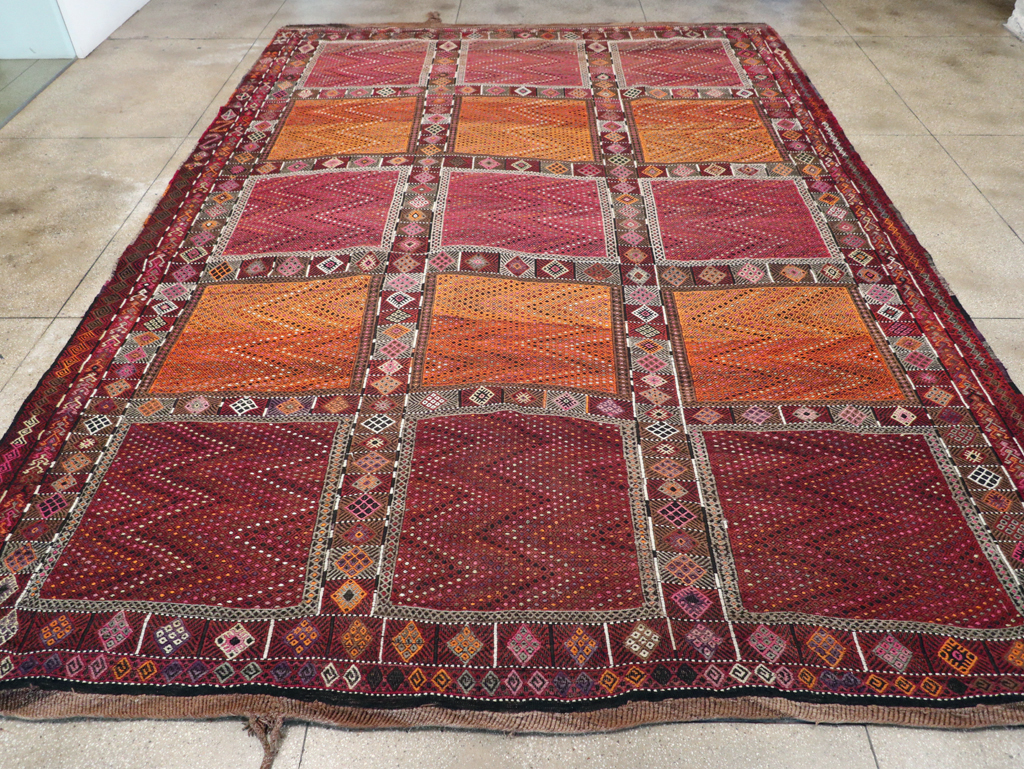 Vintage Turkish Flatweave Kilim Large Carpet, No.31222 - Gss
