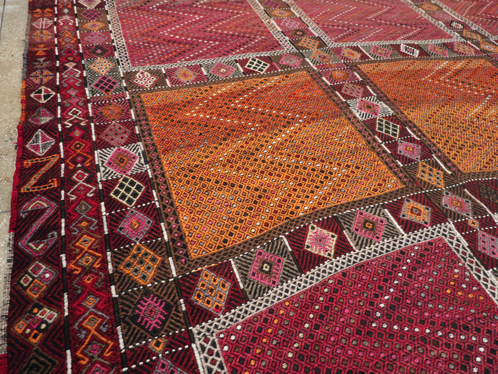 Vintage Turkish Flatweave Kilim Large Carpet, No.31222 - Gss