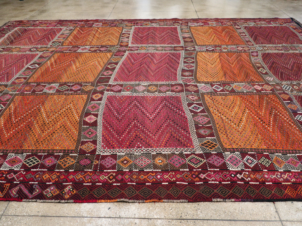 Vintage Turkish Flatweave Kilim Large Carpet, No.31222 - Gss