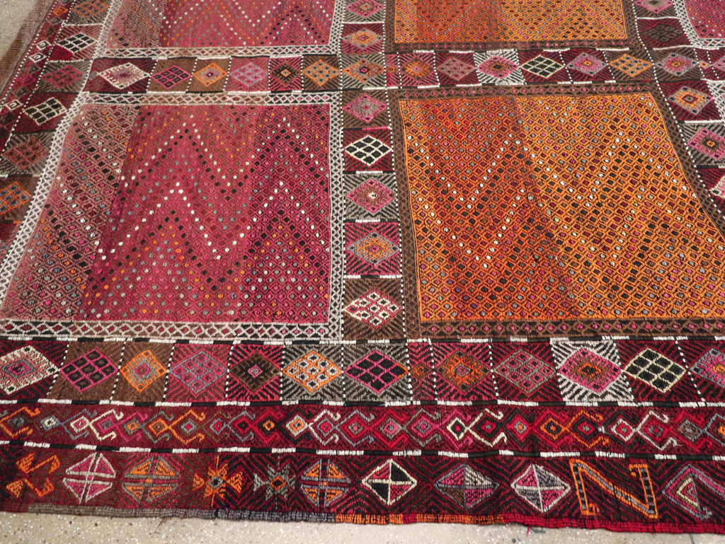 Vintage Turkish Flatweave Kilim Large Carpet, No.31222 - Gss