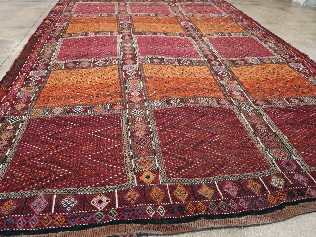Vintage Turkish Flatweave Kilim Large Carpet, No.31222 - Gss