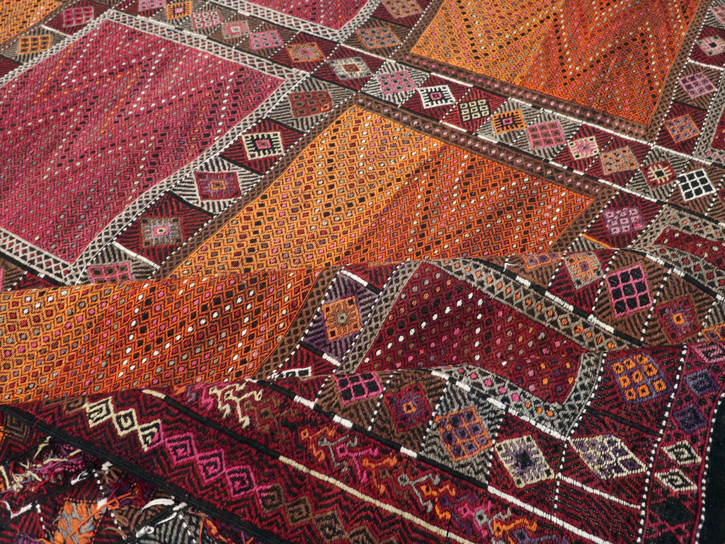 Vintage Turkish Flatweave Kilim Large Carpet, No.31222 - Gss