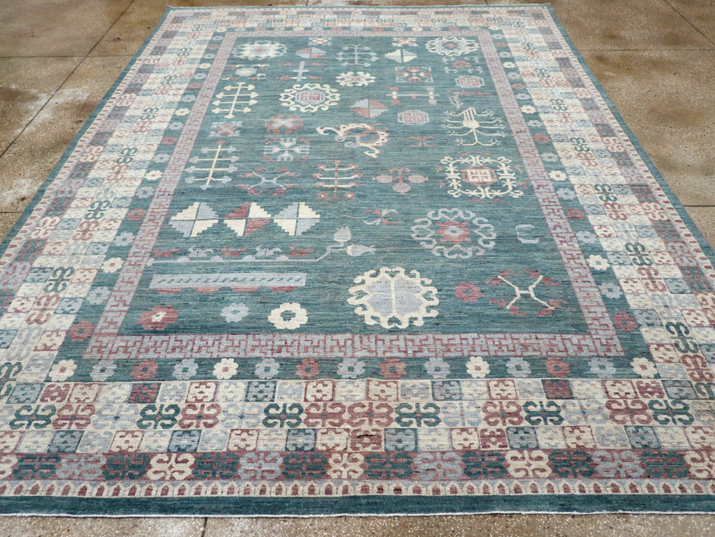 Contemporary East Turkestan Khotan Room Size Carpet, No.31236 - Gss