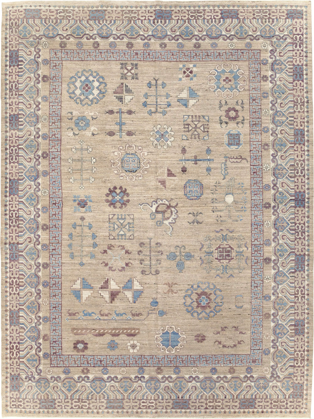Contemporary East Turkestan Khotan Room Size Carpet, No.31237 - Gss