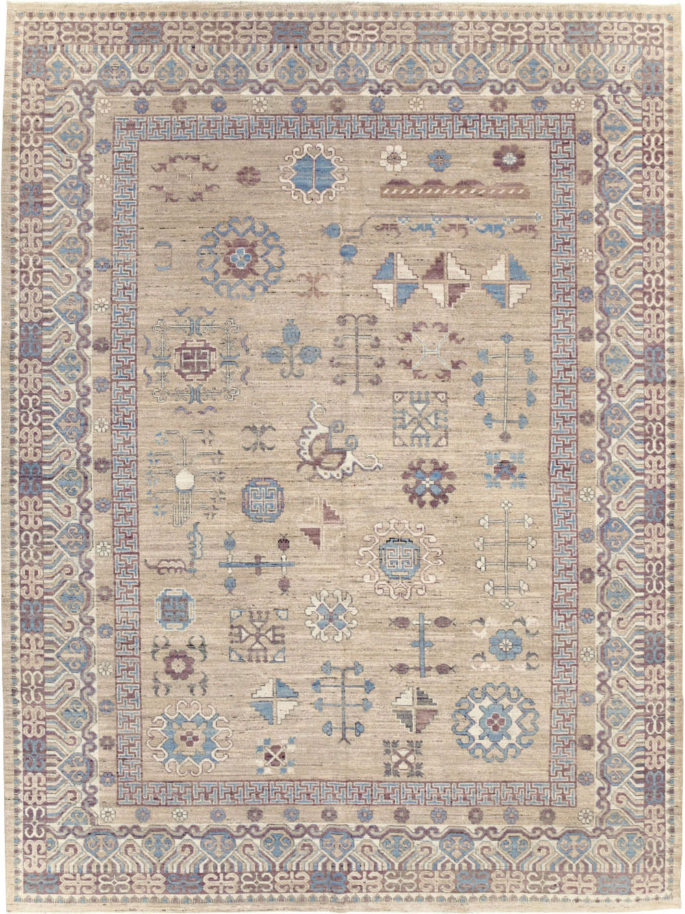 Contemporary East Turkestan Khotan Room Size Carpet, No.31237 - Gss