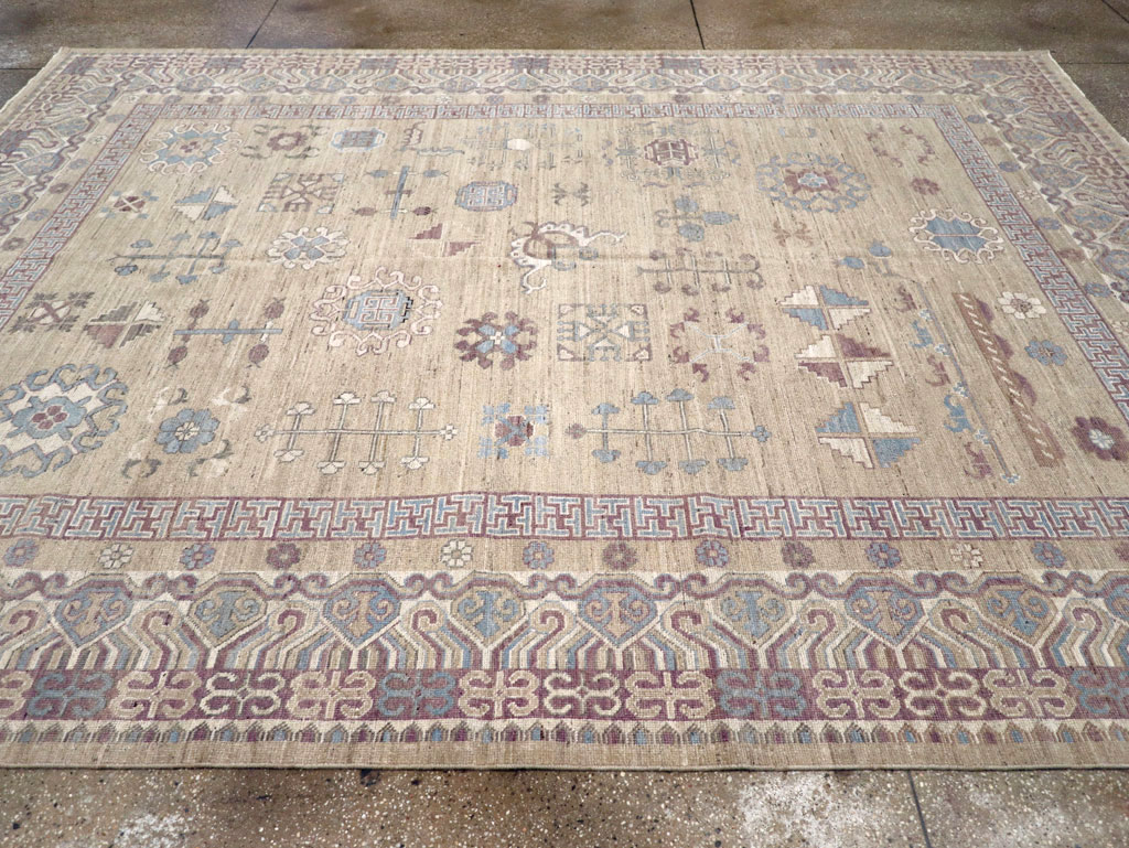 Contemporary East Turkestan Khotan Room Size Carpet, No.31237 - Gss