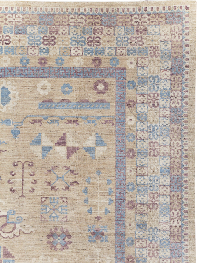 Contemporary East Turkestan Khotan Room Size Carpet, No.31238 - Gss