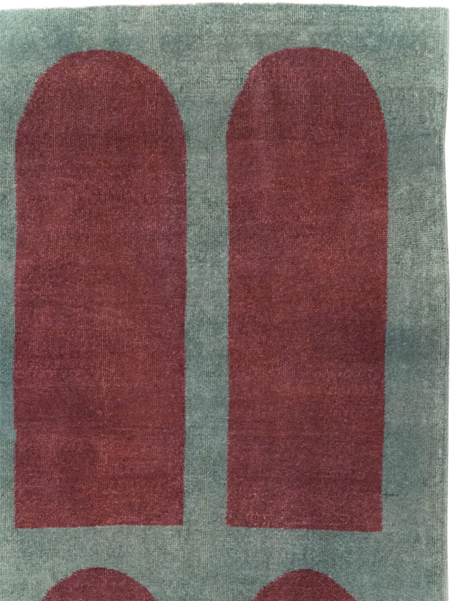 Vintage Turkish Art Deco Stye Room Size Carpet, No.31271 - Gss