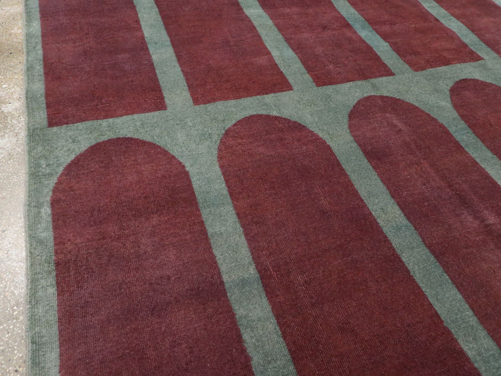 Vintage Turkish Art Deco Stye Room Size Carpet, No.31271 - Gss