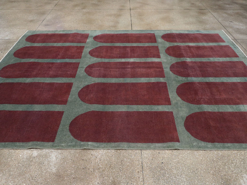 Vintage Turkish Art Deco Stye Room Size Carpet, No.31271 - Gss