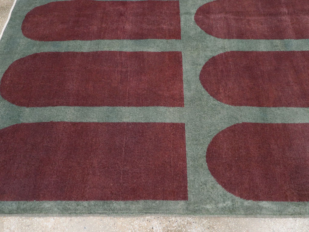 Vintage Turkish Art Deco Stye Room Size Carpet, No.31271 - Gss