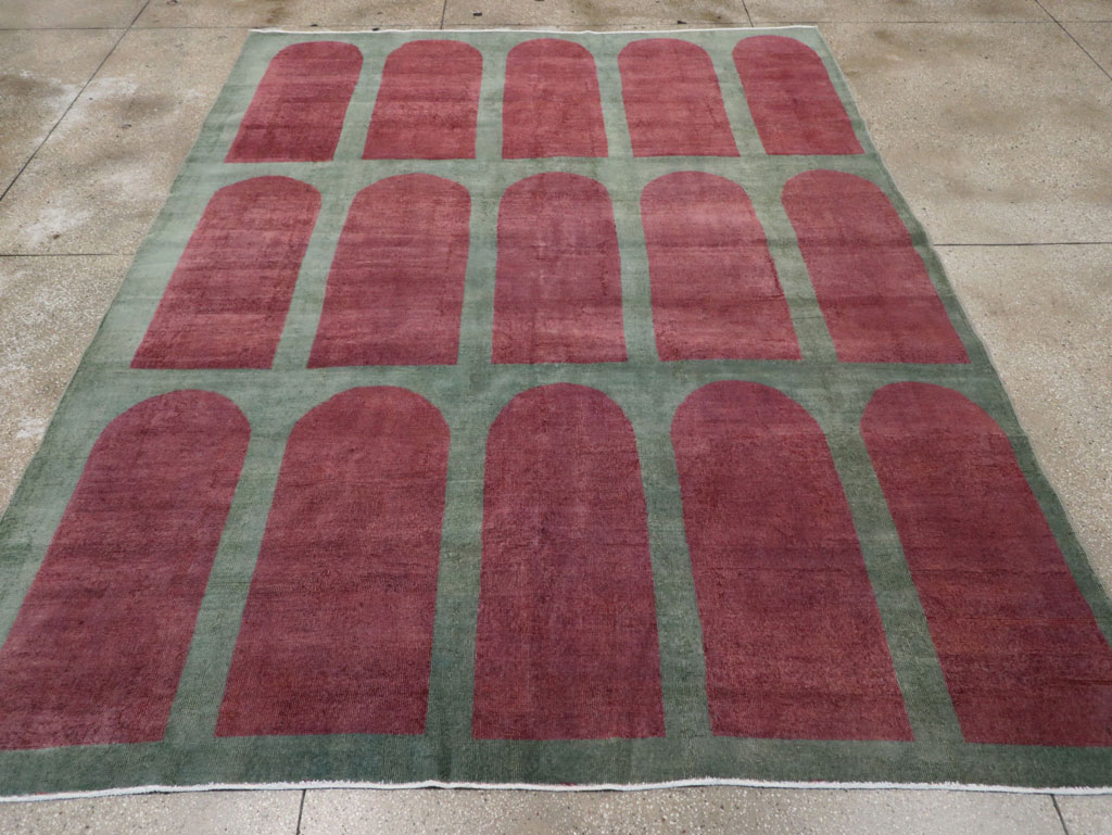 Vintage Turkish Art Deco Style Room Size Carpet, No.31272 - Gss