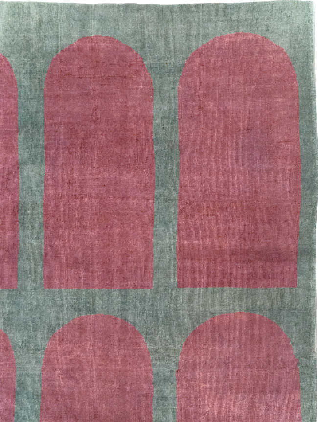 Vintage Turkish Art Deco Style Room Size Carpet, No.31273 - Gss