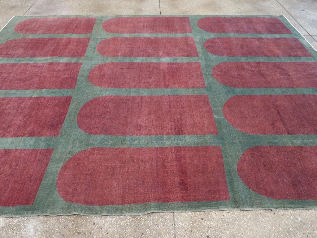 Vintage Turkish Art Deco Style Room Size Carpet, No.31273 - Gss
