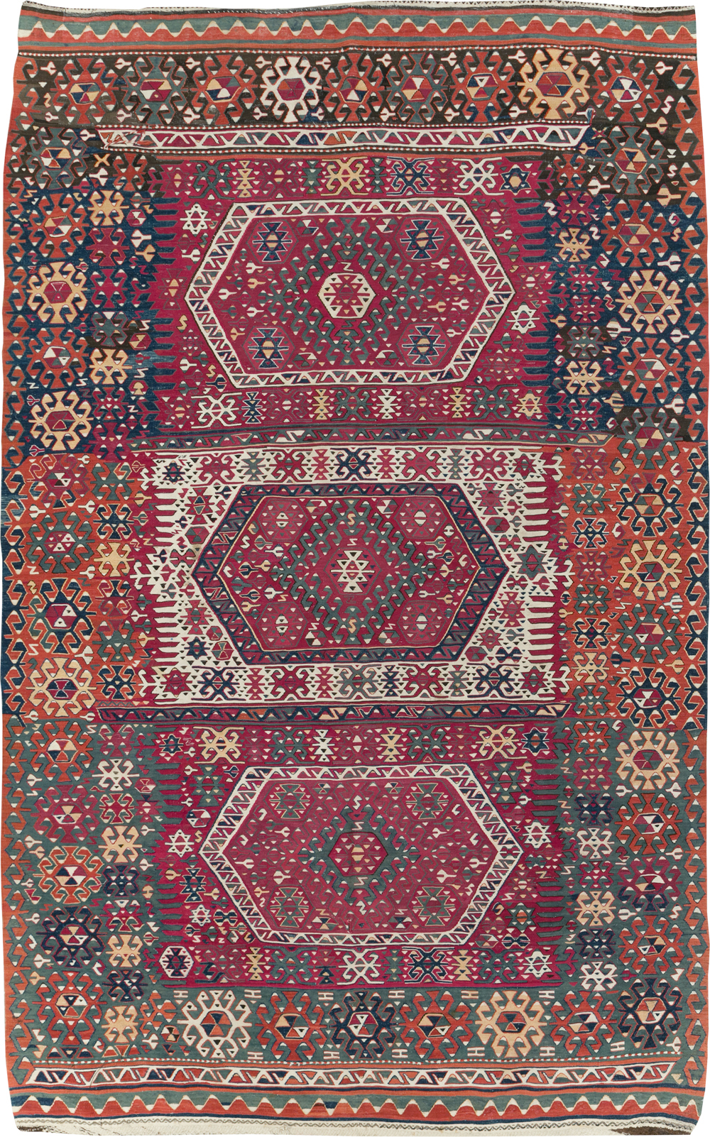 Antique Turkish Flatweave Kilim Accent Carpet, No.31275 - Gss