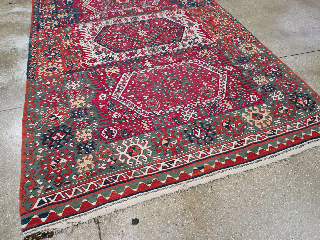 Antique Turkish Flatweave Kilim Accent Carpet, No.31275 - Gss