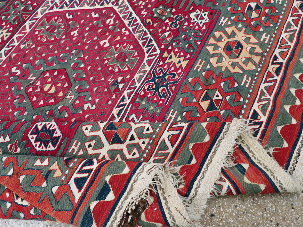 Antique Turkish Flatweave Kilim Accent Carpet, No.31275 - Gss