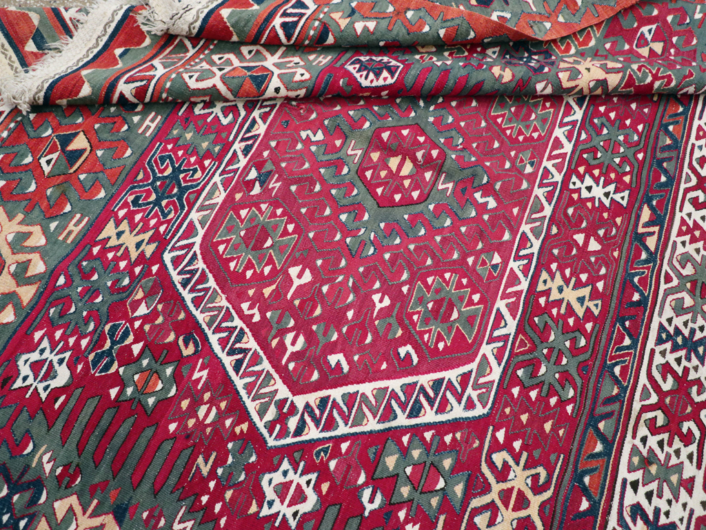 Antique Turkish Flatweave Kilim Accent Carpet, No.31275 - Gss