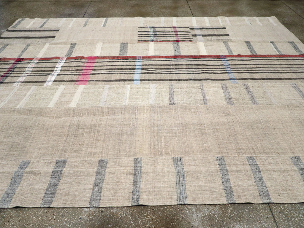 Vintage Turkish Flatweave Kilim Room Size Carpet, No.31297 - Gss