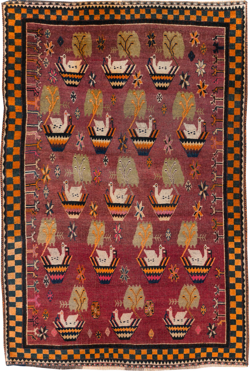 Vintage Persian Pictorial Gabbeh Accent Rug, No.31316 - Gss