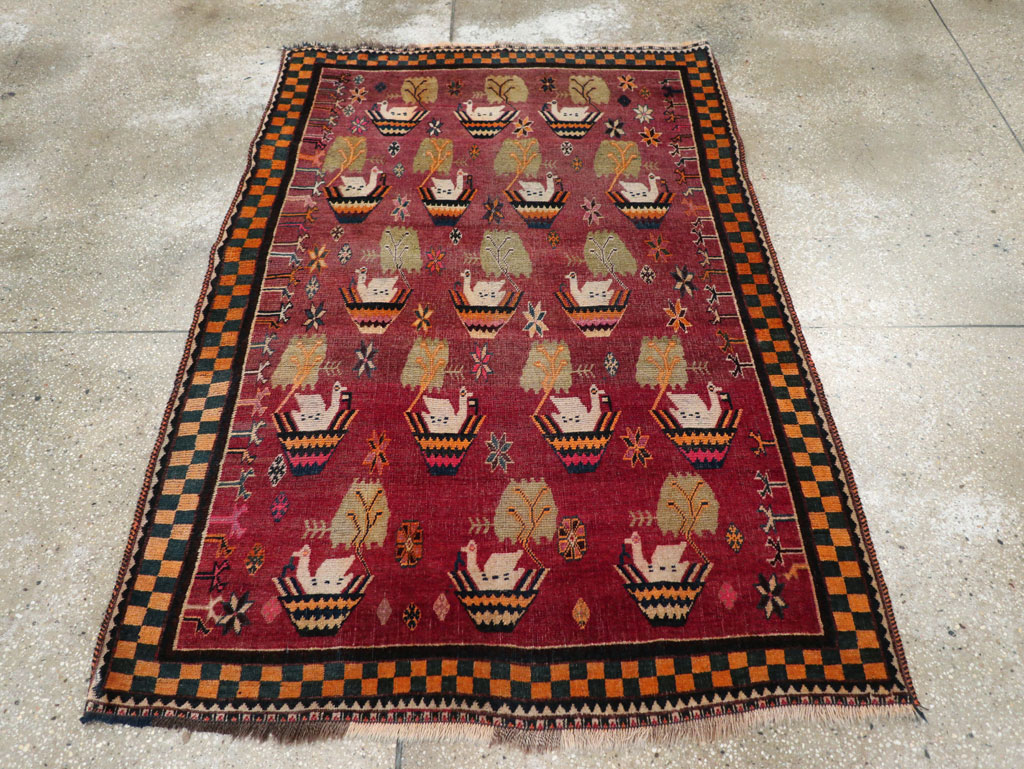 Vintage Persian Pictorial Gabbeh Accent Rug, No.31316 - Gss