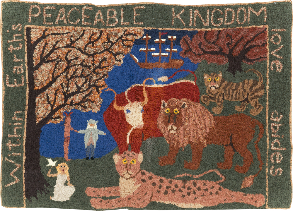 Vintage American Hooked Pictorial Throw Rug, No.31318 - Gss