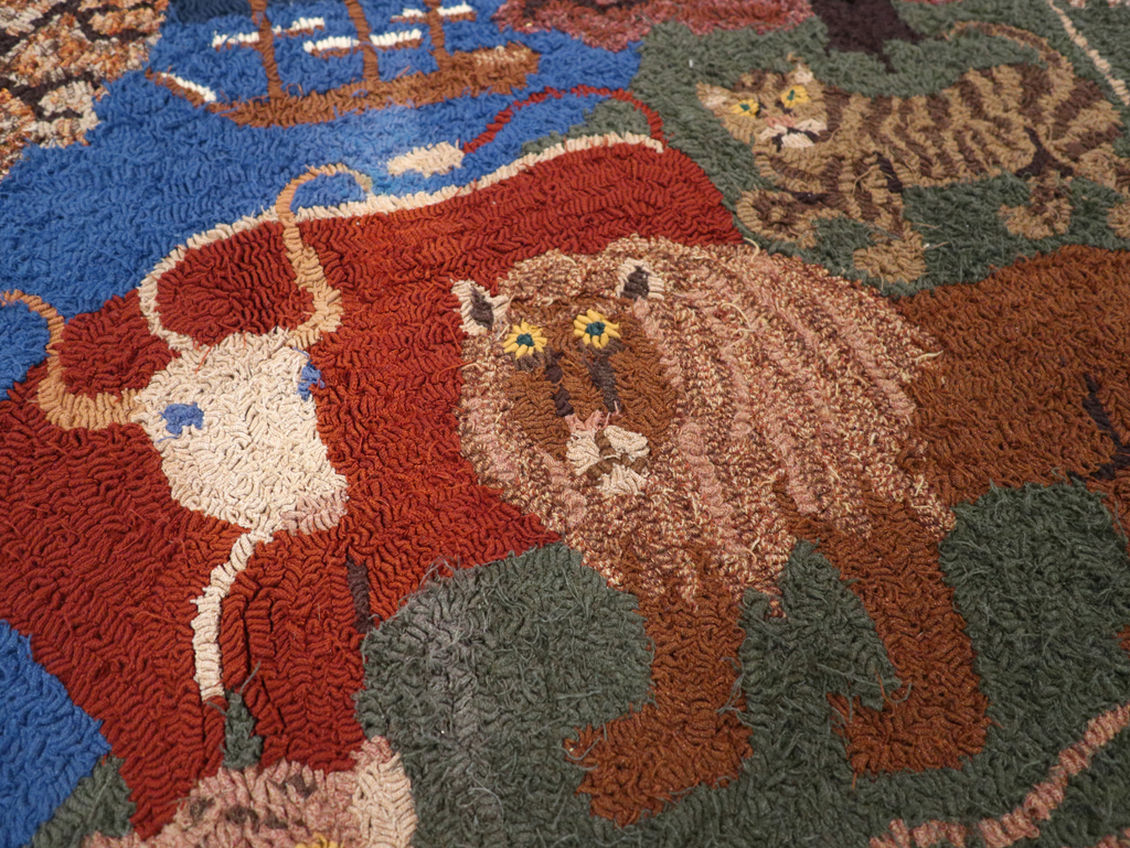 Vintage American Hooked Pictorial Throw Rug, No.31318 - Gss