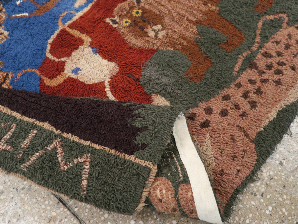 Vintage American Hooked Pictorial Throw Rug, No.31318 - Gss