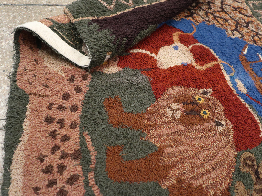 Vintage American Hooked Pictorial Throw Rug, No.31318 - Gss