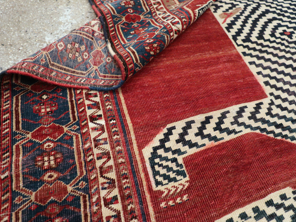 Antique Persian Qashqai Pictorial Accent Rug, No.31320 - Gss