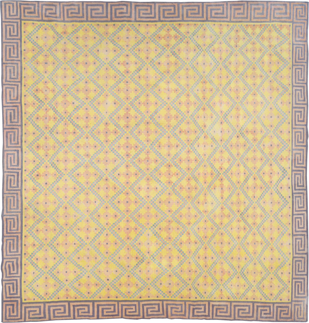 Vintage Indian Dhurrie Square Room Size Flatweave Carpet, No.31322 - Gss