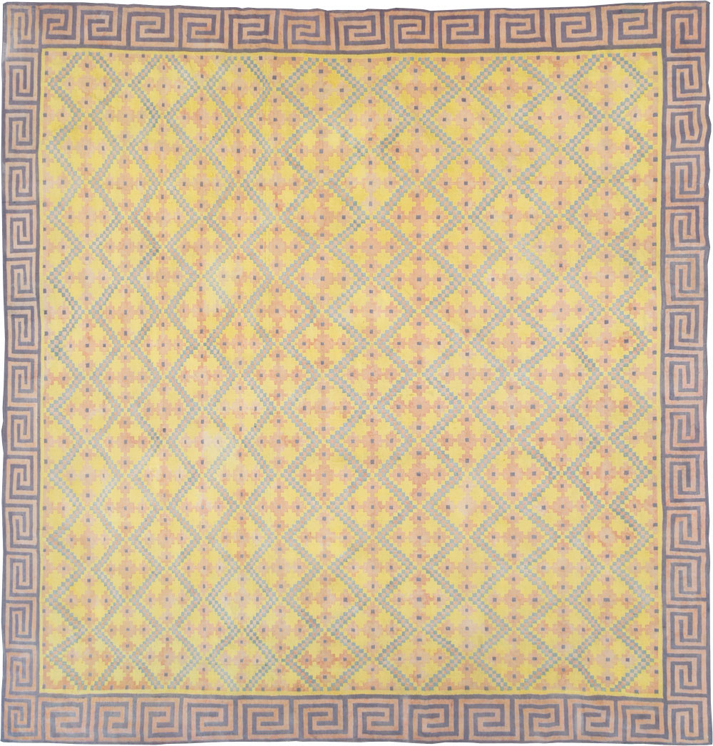 Vintage Indian Dhurrie Square Room Size Flatweave Carpet, No.31322 - Gss