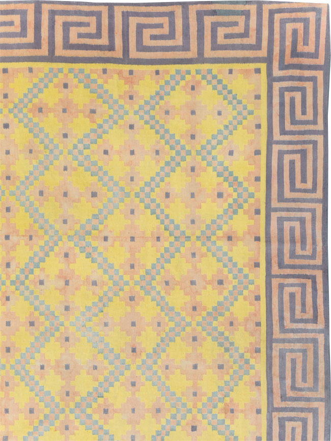 Vintage Indian Dhurrie Square Room Size Flatweave Carpet, No.31322 - Gss