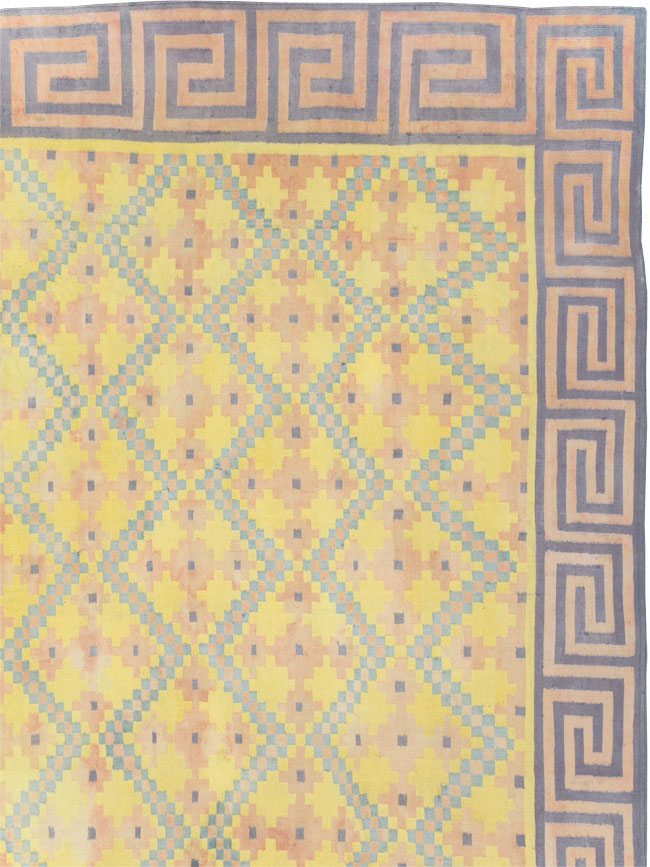 Vintage Indian Dhurrie Square Room Size Flatweave Carpet, No.31322 - Gss