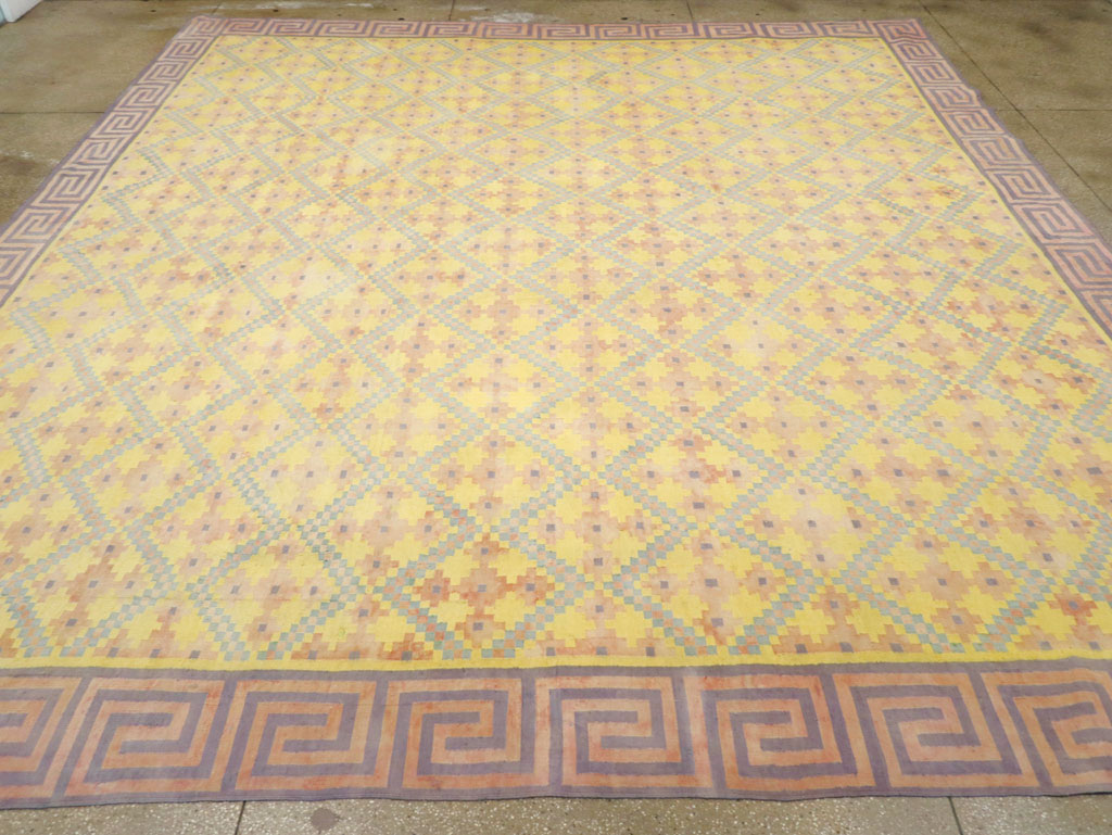 Vintage Indian Dhurrie Square Room Size Flatweave Carpet, No.31322 - Gss